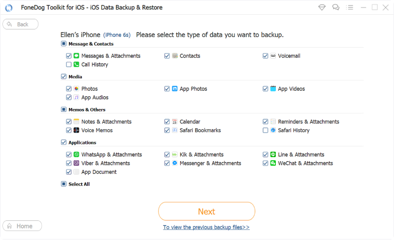 FoneDog iOSデータのバックアップと復元を使用してデータをバックアップする