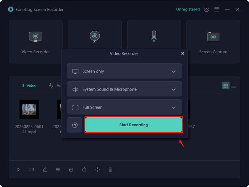 Fortnite を録画する最良の方法 - FoneDog Screen Recorder: 録画を開始する