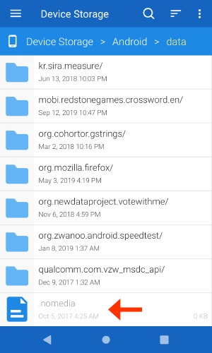 Android のファイル マネージャーを使用して .NOMEDIA ファイルを削除する
