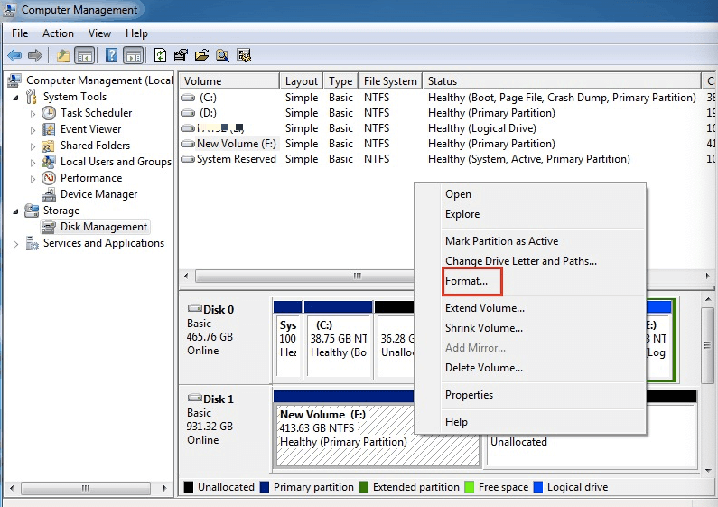 パーティションを作成してからディスクをフォーマットします