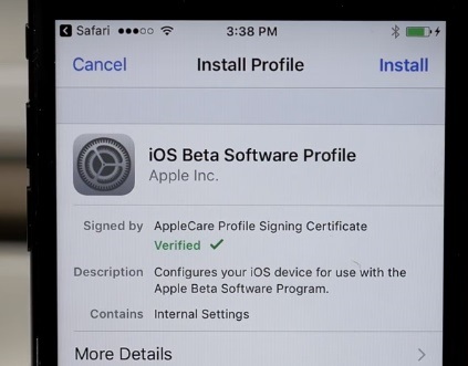 Iosベータプロファイル02をインストールする