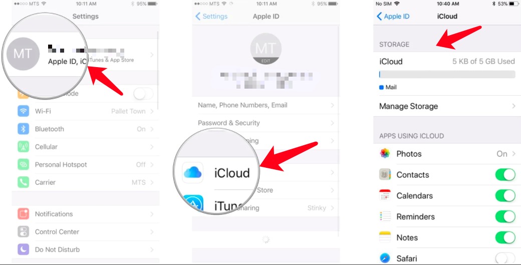 iPhoneでiCloudストレージを確認する