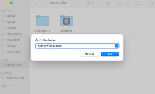 Finder から iMessage の履歴を削除する