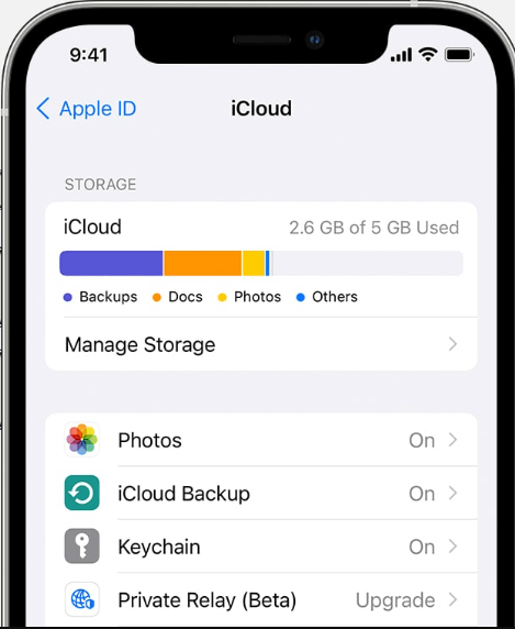 iCloudストレージを管理する