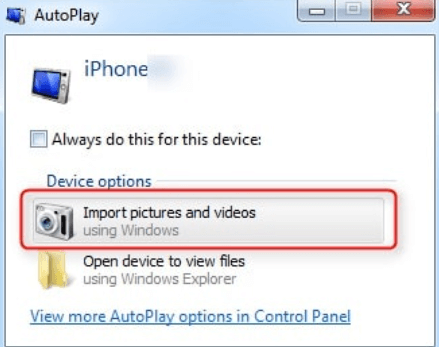 Windows AutoPlay を使用して iPhone から写真を抽出する