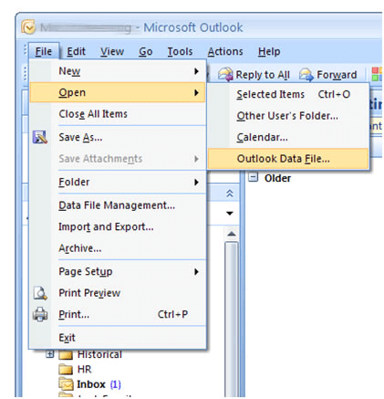 Outlookデータファイルを開いてエラーを解決する