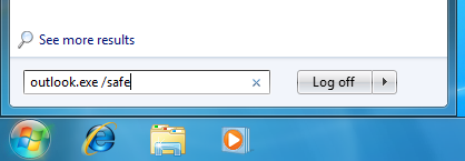 電子メール修復ツールを実行する前にセーフモードでMSOutlookを実行する