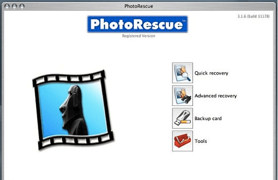 PhotoRescueのシンプルなインターフェース