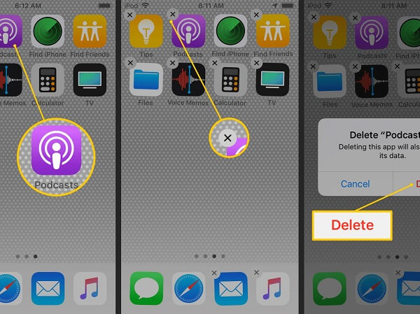 iPhone から Podcasts アプリを削除またはアンインストールする