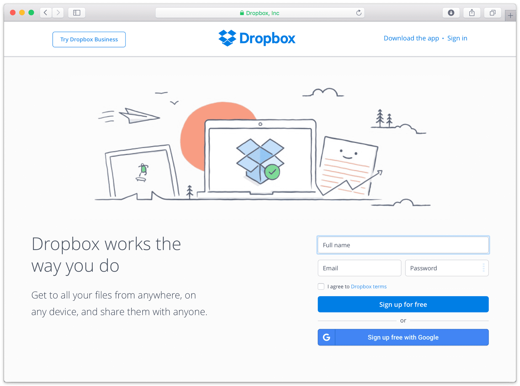 Dropboxのエラー413 DropboxのWebを修正