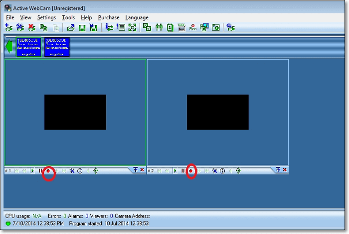 Windows で Web カメラを録画するためのアクティブな Web カメラ