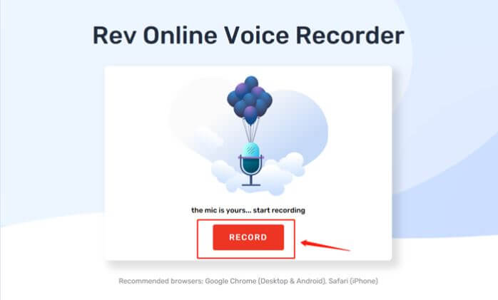 推奨されるオンラインオーディオレコーダー - Rev Online Voice Recorder