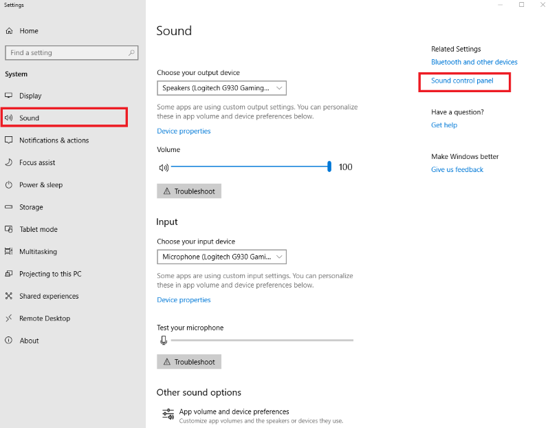 Windows設定からサウンドコントロールパネルを見つける